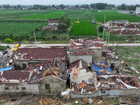 A general view of the disaster site where houses collapsed after a tornado in Dafeng district, Yancheng City, Jiangsu province, China, Augus...