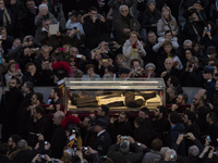 The boxes containing the corpse of Saint Pio da Pietralcina and of Saint Leopoldo Mandic are carried inside St. Peter's Basilica at the Vati...