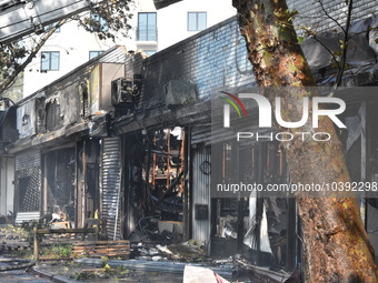 5-alarm fire in Brooklyn, New York, United States on August 20, 2023 damages several stores on Lee Avenue Sunday. Several firefighters were...
