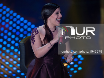 Deborah Iurato during the 66th Sanremo Music Festival on February 9, 2016. (