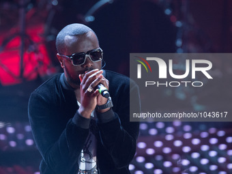 Maitre Gims during the 66th Sanremo Music Festival on February 9, 2016. (