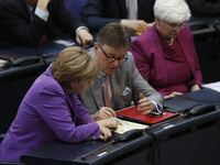 Berlin, Germany. May 08th, 2014. 33rd session of the German Parliament - first consultation of the draft of a law on the fundamental reform...