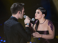 Giovanni Caccamo and Deborah Iurato attends the 66th Sanremo Music Festival on February 9, 2016. (
