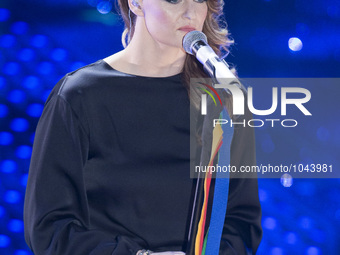 Irene Fornaciari attends the 66th Sanremo Music Festival on February 9, 2016. (