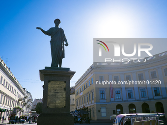 Ukraine - Odessa - Daily life - Statue of Duc de Richelieu, Odessa, Ukraine, Thursday, Mai 8, 2014. (Zacharie Scheurer) (