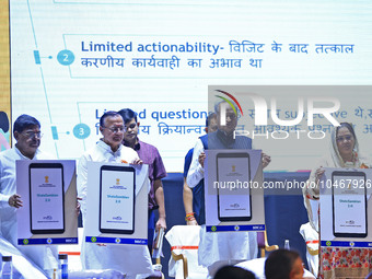 

Rajasthan Chief Minister Ashok Gehlot and State Education Minister BD Kalla are launching an app during a felicitation ceremony on the occ...