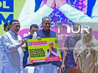 

Rajasthan Chief Minister Ashok Gehlot and State Education Minister BD Kalla are launching the 'School After School' program during a felic...