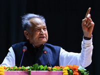 

Rajasthan Chief Minister Ashok Gehlot is addressing a felicitation ceremony on the occasion of Teacher's Day at the Birla Auditorium in Ja...