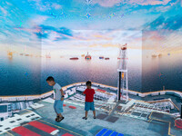  Two children visit the CNPC booth at the 2023 SMART CHINA EXPO in Chongqing, China, Sept. 5, 2023. (