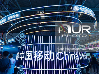  The booth of CHINA Mobile at the 2023 SMART CHINA EXPO in Chongqing, China, September 5, 2023. (
