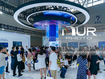  Citizens visit the booth of Chongqing Logistics Group at the 2023 SMART CHINA EXPO in Chongqing, China, Sept. 5, 2023. (