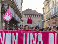 08/09/2023 Torino, Italy. Demonstration against femicides organized by the feminist collective ''Non Una di meno'' in Turin.Italy is one o...