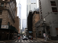 One World Trade Center is seen from the intersection of Rector and Washington Streets in New York, New York, Saturday, Sept. 9, 2023. (