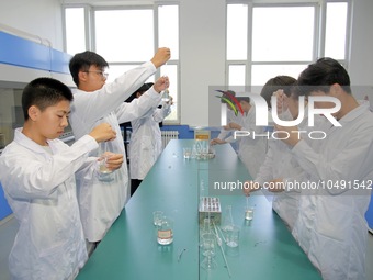 YANTAI, CHINA - SEPTEMBER 8, 2023 - Students conduct a training on pesticide residue detection in agricultural products at Yantai Cultural a...