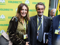 Daniela Santanche and Attilio Fontana attend the regional assembly of Coldiretti at Palazzo Lombardia on September 15, 2023 in Milan, Italy...