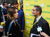 Daniela Santanche and Attilio Fontana attend the regional assembly of Coldiretti at Palazzo Lombardia on September 15, 2023 in Milan, Italy...
