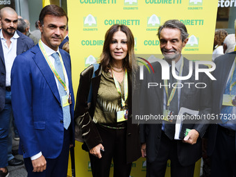 Daniela Santanche, Attilio Fontana and Ettore Prandini attend the regional assembly of Coldiretti at Palazzo Lombardia on September 15, 2023...