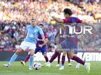 Joao Felix second striker of Barcelona and Portugal shooting to goal during the LaLiga EA Sports match between FC Barcelona and Celta Vigo a...