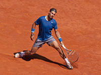 Rafael Nadal of Spain plays against Tomas Berdych of Czech Republic during day seven of the Mutua Madrid Open tennis tournament at the Caja...