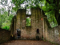 A view of the remains of the Sint Walrickkapel, an old chapel from the 15th century. In Overasselt, Netherlands, on October 8th, 2023. (