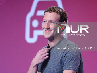 Mark Zuckerberg, the founder and CEO of Facebook, speaking during his conference, during the first day of Mobile World Congress 2016 in Barc...