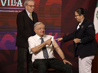 October 24, 2023, Mexico City, Mexico: The President of Mexico, Andres Manuel Lopez Obrador gets vaccinated against influenza and Covid19 du...