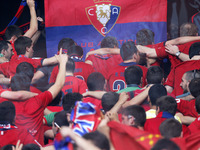 Osasuna supporters in the match between RCD Espanyol and Osasuna, for Week 37 of the spanish Liga BBVA played at the Camp Nou, May 11, 2014....