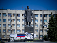 UKRAINE, Slavyansk :  : A occupied building in Slavyansk on May 11, 2014. The vote, carried out as two 