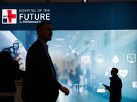 Trade fair attendees are seen at the Medica Fair 2023 in Dusseldorf, Germany, on November 13, 2023. (
