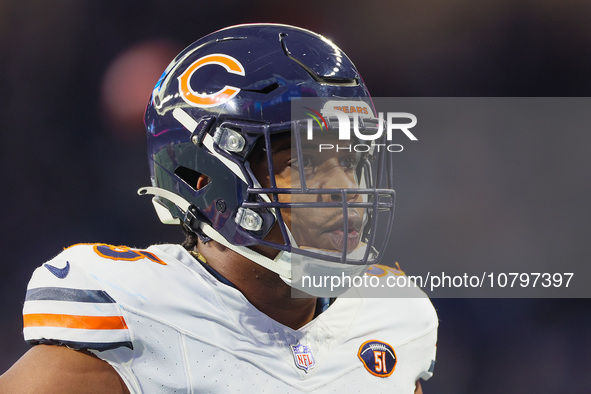 Chicago Bears defensive end DeMarcus Walker (95) looks down the field ahead of an NFL  football game between the Detroit Lions and the Chica...