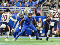 Detroit Lions cornerback Will Harris (25) holds the line agains the Chicago Bears during  an NFL  football game between the Detroit Lions an...