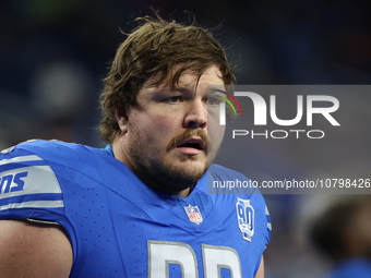 Detroit Lions guard Graham Glasgow (60) is seen during the first half of an NFL football game between the Chicago Bears and the Detroit Lion...