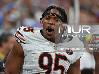 Chicago Bears defensive end DeMarcus Walker (95) is seen during the second half of an NFL football game between the Chicago Bears and the De...