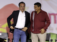 The governors of Veracruz, Cuitlahuac Garcia, and Oaxaca, Salvador Jara, are attending the registration event of the sole candidate for the...