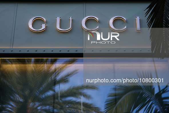 Gucci logo is seen at the store at Rodeo Drive in Beverly Hills, United States on November 13, 2023. 