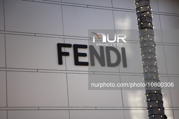Fendi logo is seen at the store at Rodeo Drive in Beverly Hills, United States on November 13, 2023. 