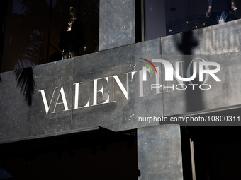 Valentino logo is seen at the store at Rodeo Drive in Beverly Hills, United States on November 13, 2023. (