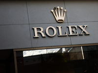 Rolex logo is seen at the store at Rodeo Drive in Beverly Hills, United States on November 13, 2023. (