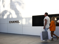 Chanel logo is seen at the store at Rodeo Drive in Beverly Hills, United States on November 13, 2023. (