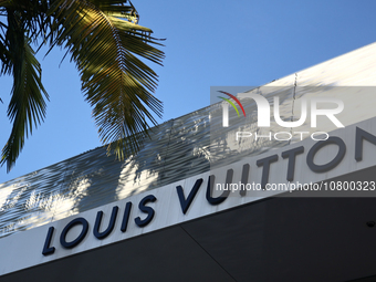 Louis Vuitton logo is seen at the store at Rodeo Drive in Beverly Hills, United States on November 13, 2023. (
