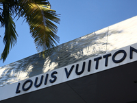 Louis Vuitton logo is seen at the store at Rodeo Drive in Beverly Hills, United States on November 13, 2023. (