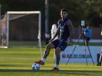 Leandro Paredes during a training session at 'Lionel Andres Messi' Training Camp on November 14, 2023 in Ezeiza, Argentina. (