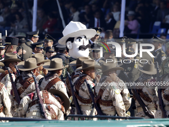 November 20, 2023, Mexico City, Mexico: Military personnel participate in costumes in the representations of scenes from the Mexican Revolut...