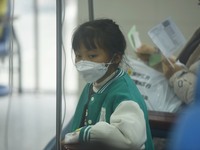 A child is receiving an infusion at Hangzhou First People's Hospital in Hangzhou, Zhejiang province, China, on November 26, 2023. (