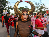 CANCUN, MEXICO - DECEMBER 1, 2023: 
Activists during the World AIDS Day March seen in the center of Cancun, on December 1st, 2023, in Cancun...
