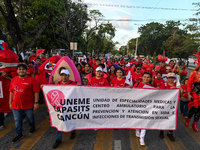 CANCUN, MEXICO - DECEMBER 1, 2023: 
Activists during the World AIDS Day March seen in the center of Cancun, on December 1st, 2023, in Cancun...