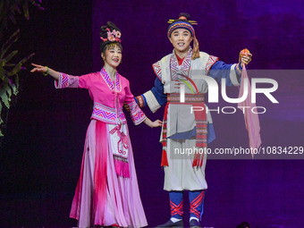 Performers are presenting the colorful play ''New Liu Sanjie'' at the 10th China-Asean (Nanning) Drama Week in Nanning, Guangxi, China, on D...