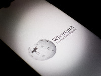 The Wikipedia logo is being displayed on a smartphone screen in Athens, Greece, on December 24, 2023. (