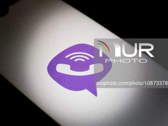 The Viber logo is being displayed on a smartphone screen in Athens, Greece, on December 24, 2023. (