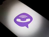 The Viber logo is being displayed on a smartphone screen in Athens, Greece, on December 24, 2023. (